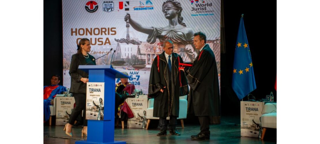 Javier Cremades has been awarded an honorary doctorate by the University of Tirana in recognition of his contribution to the rule of law, human rights and international justice.